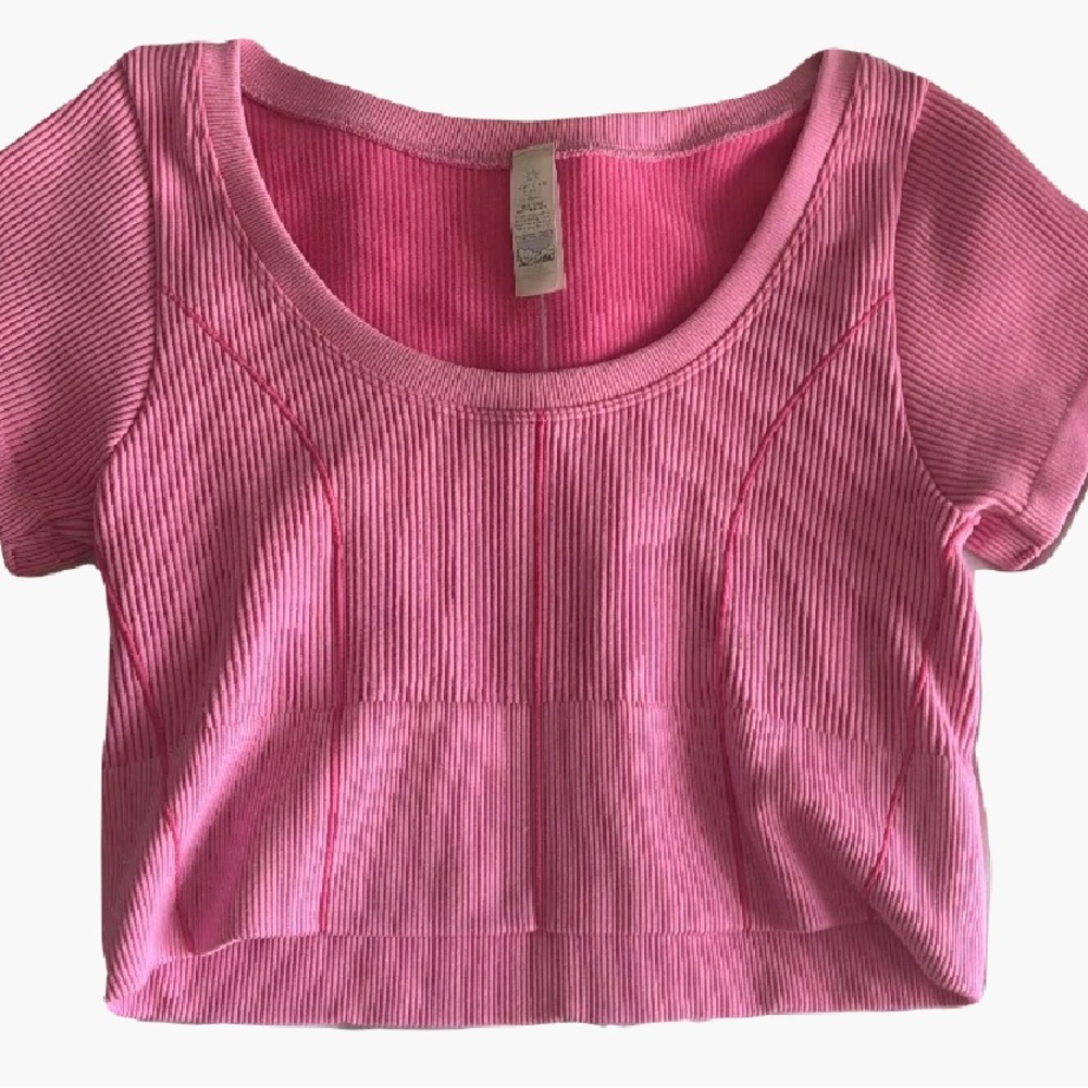 Offline by Aerie Pink Cropped Shirt
